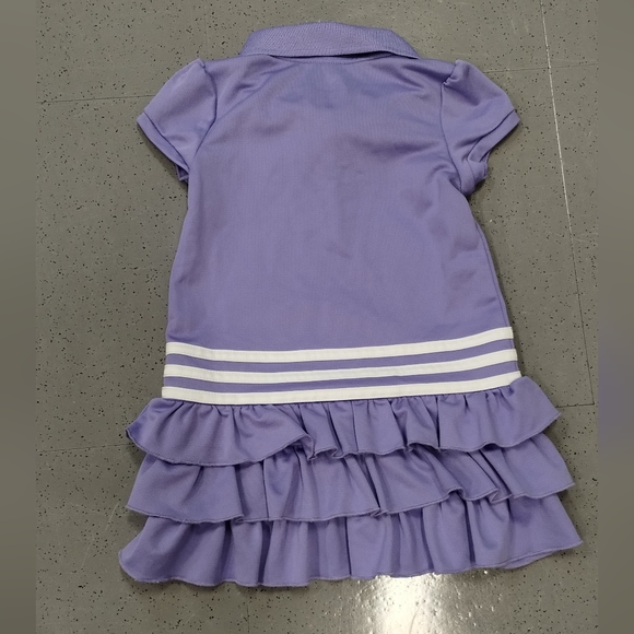 Adidas Toddler Girl 2T  Purple Ruffle Polo Dress Short Sleeve Classic Preppy - Picture 3 of 9